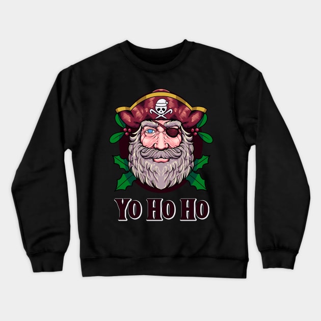 Christmas Pirate - Yo Ho Ho Christmas Crewneck Sweatshirt by Modern Medieval Design